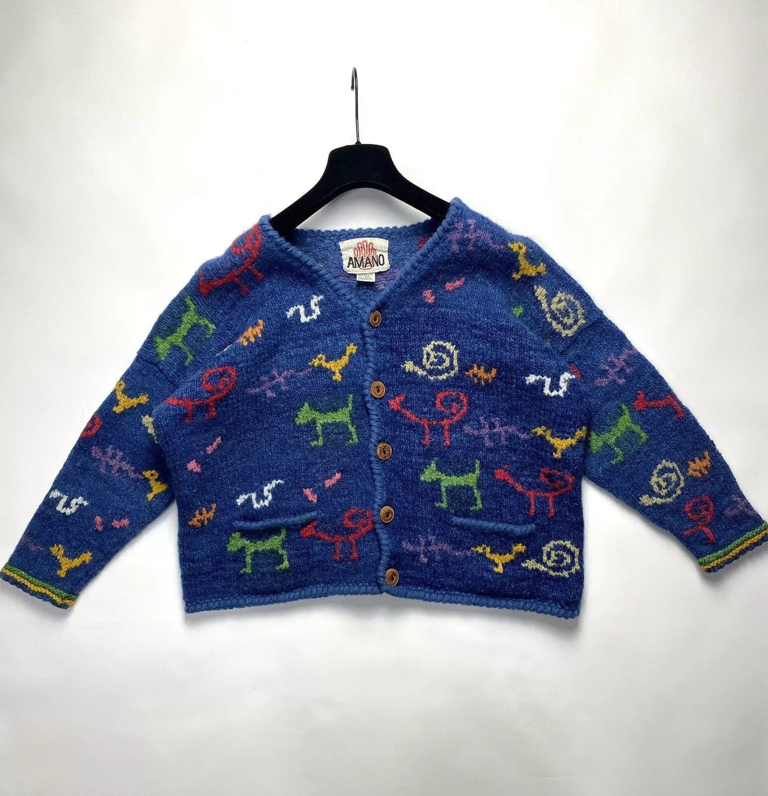 Amano RARE Archive Vintage Knit Sweater 80s–90s Geometric Patern – Size S–M