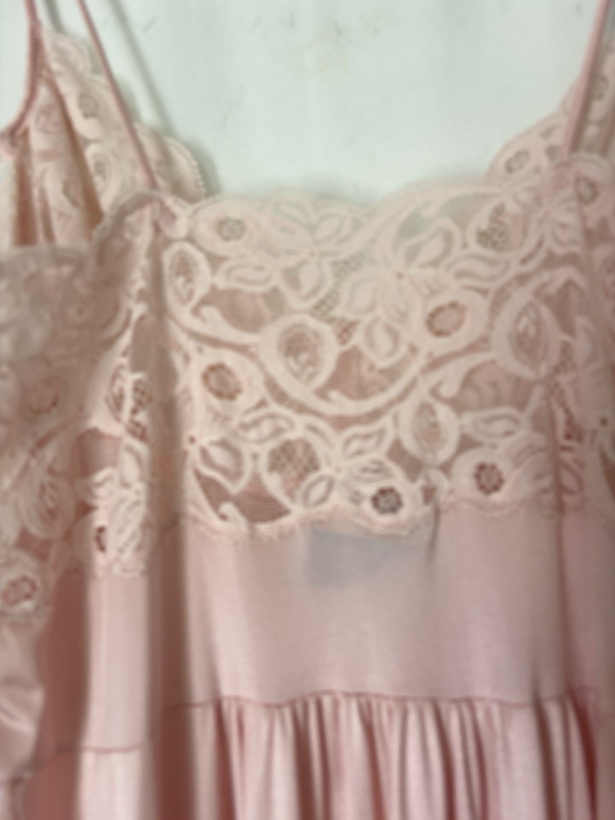 Vtg Lily Of France Robe and Long Slip Large Pink Blush Satin Lace