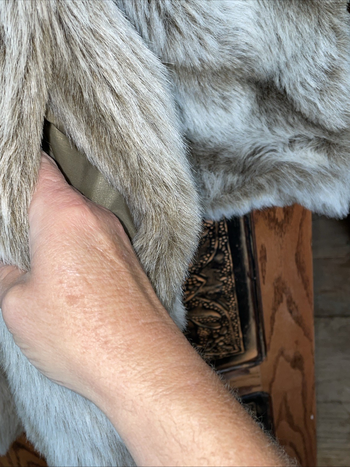 Vintage Blair Fur Coat Womens Size Extra Large Taupe/ Tan Faux Fur @1625