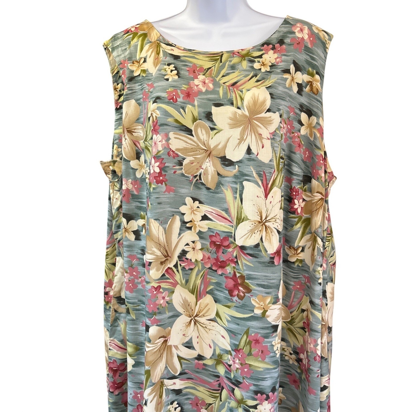 Vintage 90s Leslie Fay Floral Modest Shift Dress Tropical Coastal Grannycore 22W