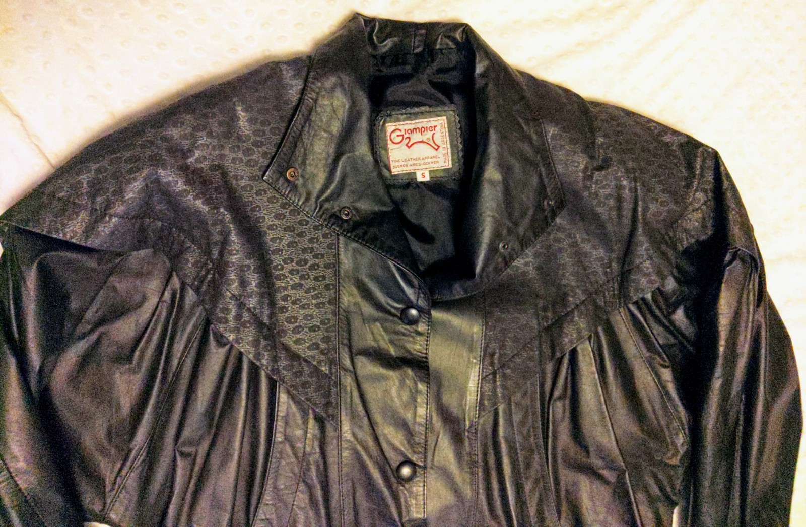 Glampier Womens Leather 80s Jacket Leopard Print Black Small Bomber Biker Rocker