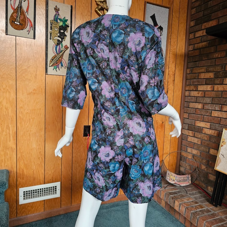 Vtg 80s Corporate New Wave Punk Secretary Shorts Office Power Suit Romper M/L