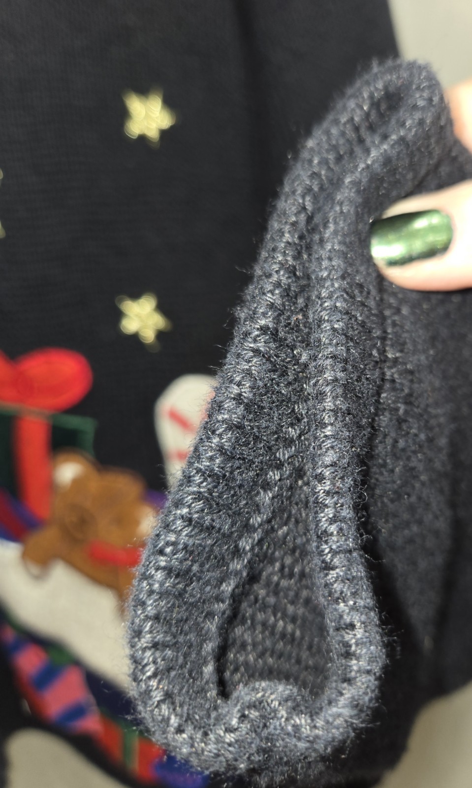 Vintage Women’s Hampshire Studio Blue Christmas Zip Sweater Presents Santa MED