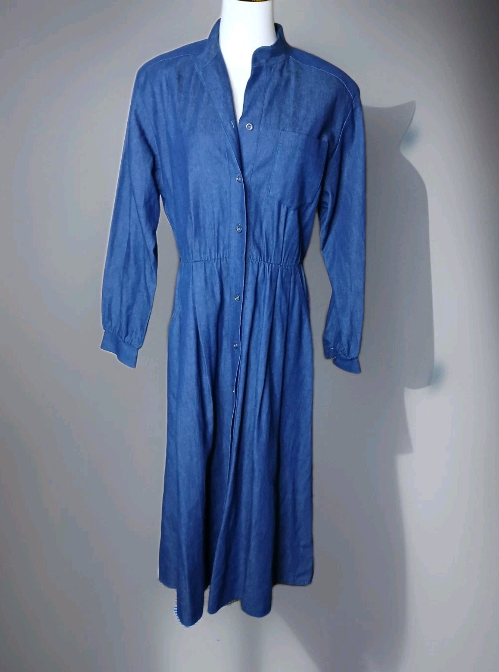 VTG. WILLI Of California Women’s Sz 16 blue long Sleeve Belted long Dress