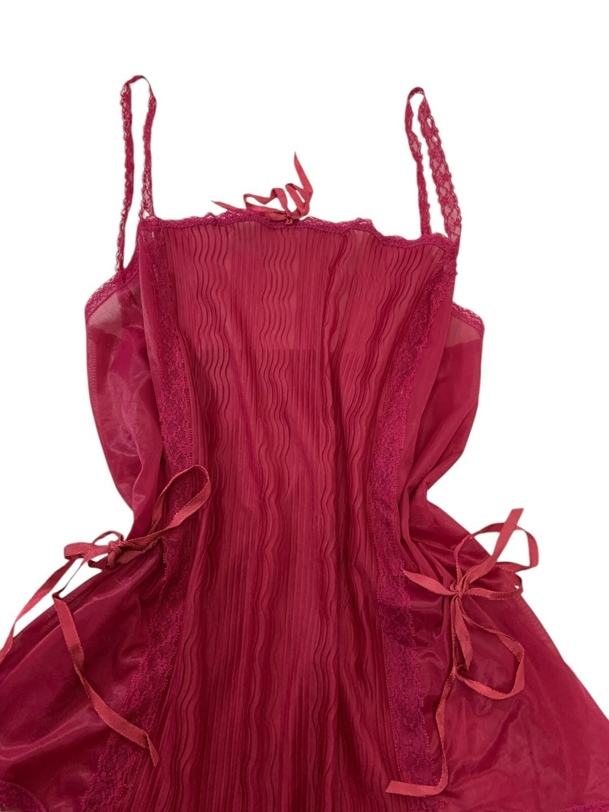 Coquette VTG OLGA 1980s Sheer Magenta Lace Teddy Lingerie Size M Style 1150