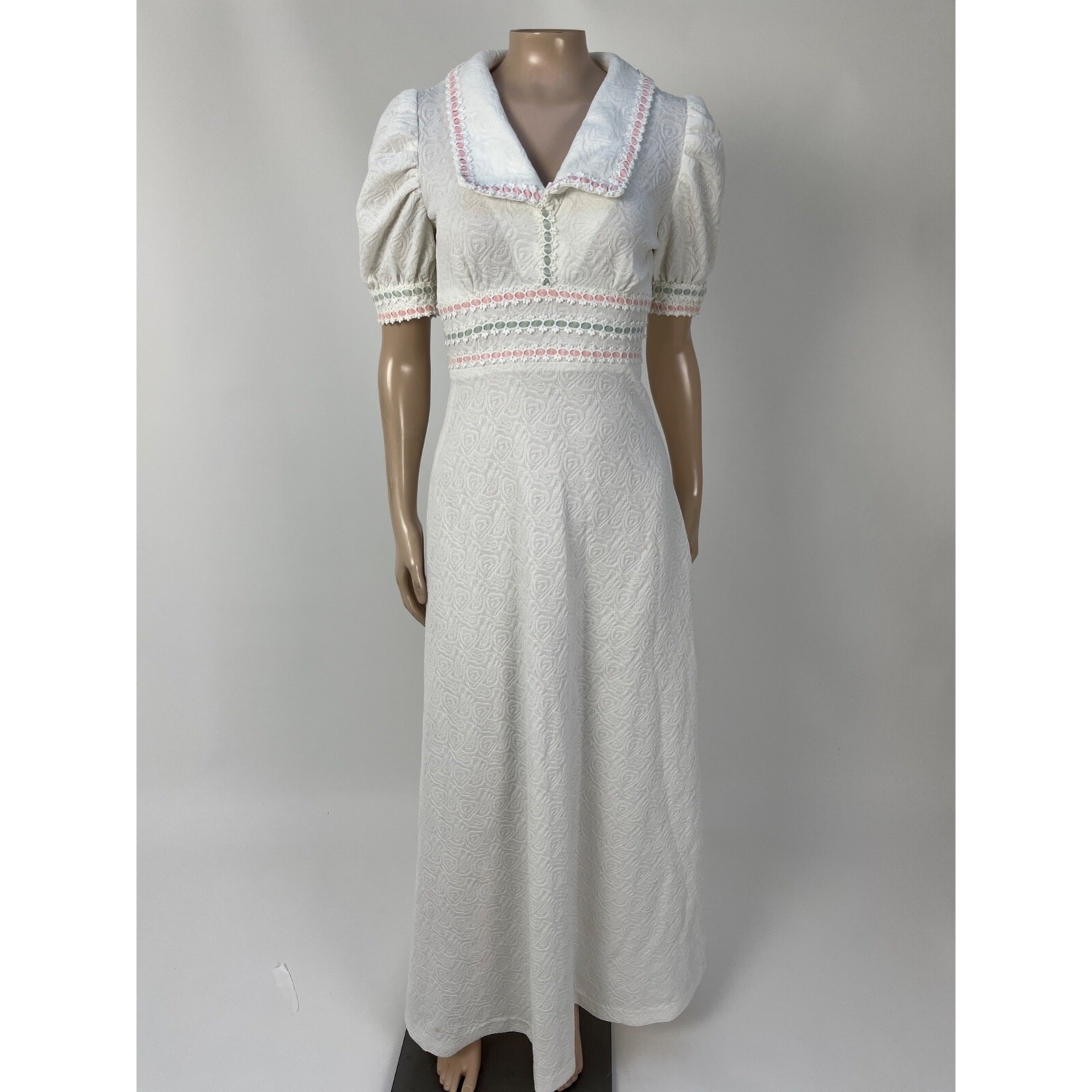 Vintage 70’s Unbranded Women’s Dress Party Formal maxi Polyester knit Wedding Q2