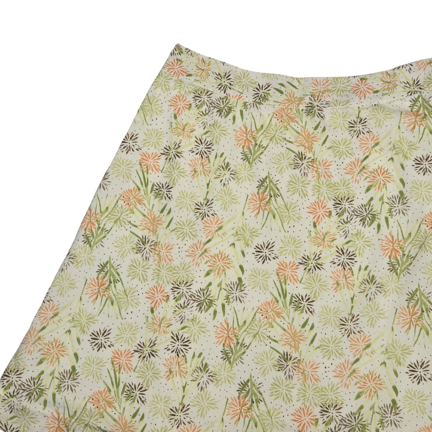 VTG Y2K Sigrid Olsen Floral Cotton A-Line Skirt Green Orange Cream LG 12 Twee