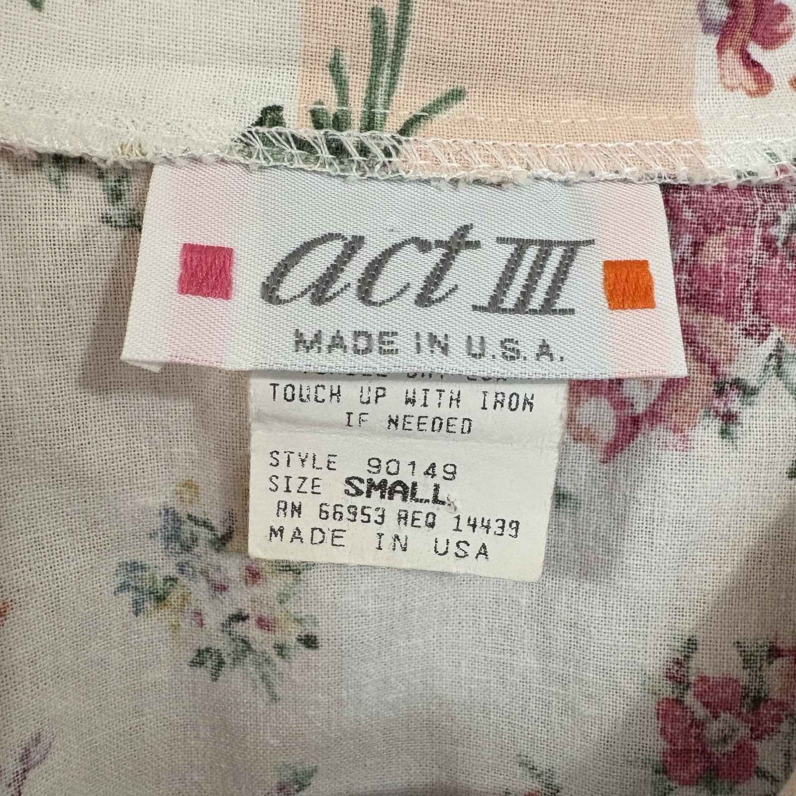 Vintage Act III Floral Stripe Casual Shirt Single Stitch Button Down Cotton USA