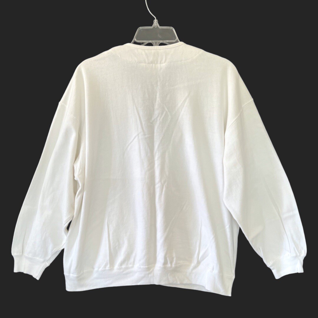 Vintage 90s Preview International White Cardigan Sweatshirt Embroidered M