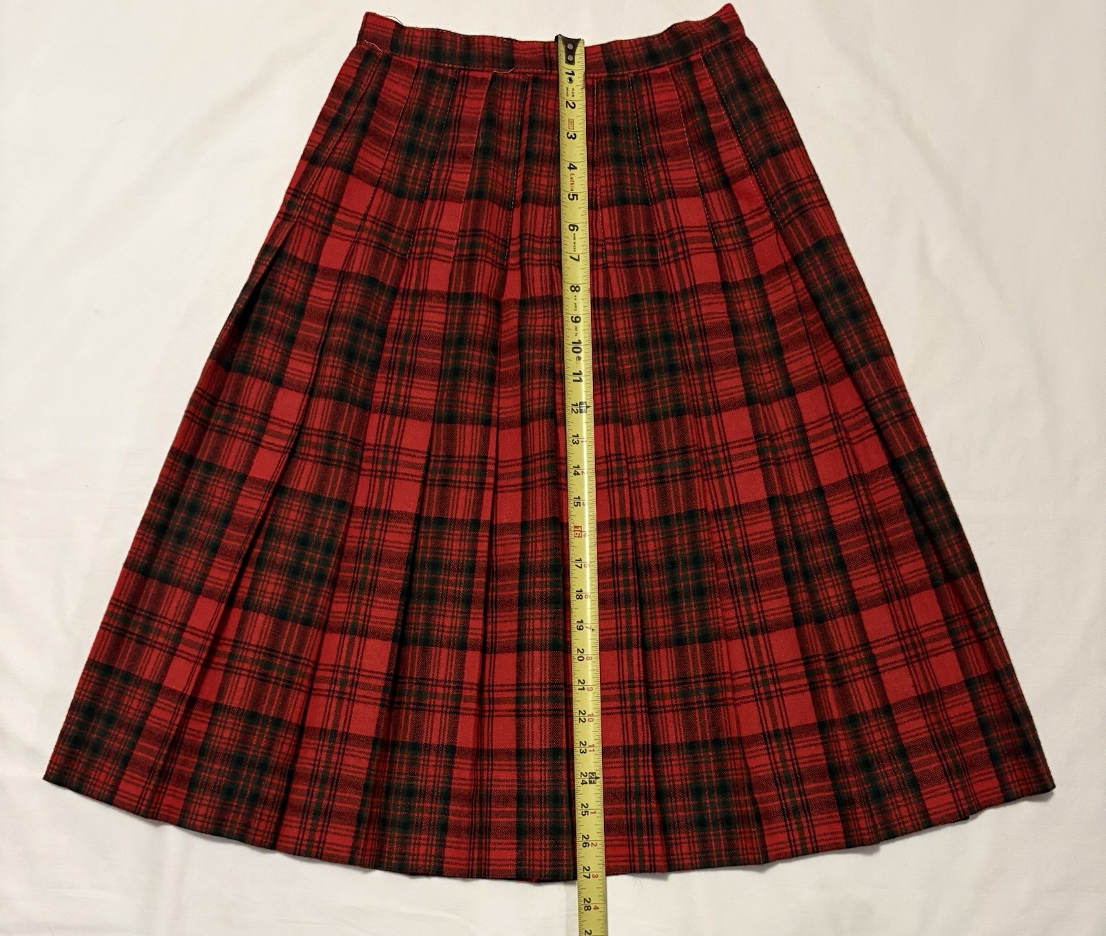 Vintage Prestige of Boston Long Maxi Skirt Red Tartan Wool Size 8 Plaid USA
