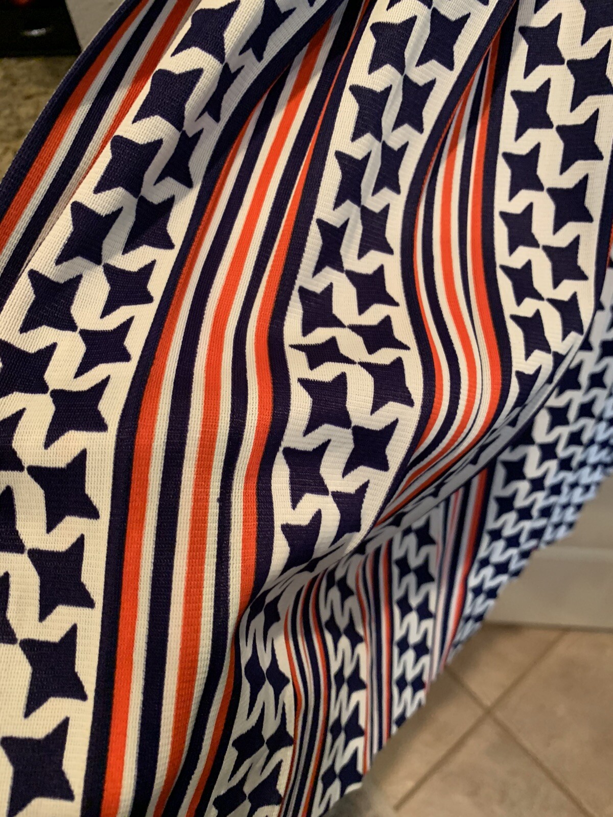 Vintage Mod Retro Nancy Greer NY Pleated Blue White Orange Dress