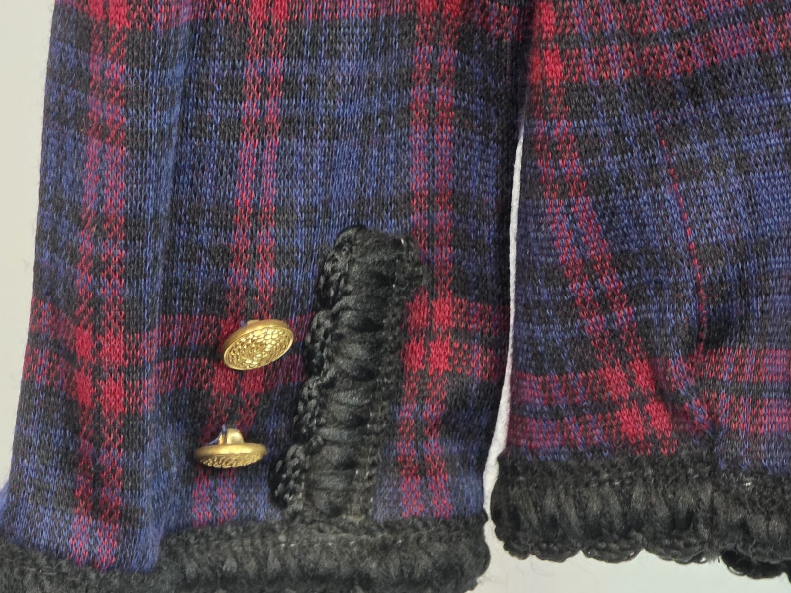 VTG 70s Cape Cod Red/Blue Plaid Blazer Gold ACCENTS Large