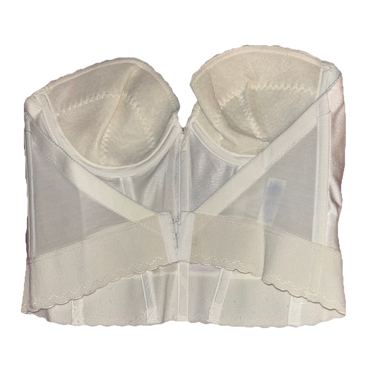 Vintage Adonna Corset Strapless Push Up Bustier Bra White 36B