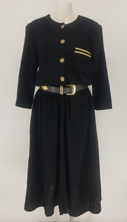 VTG 70s 80s MISS OOPS California Black Sailor Nautical Dress SZ 10 USA NWT