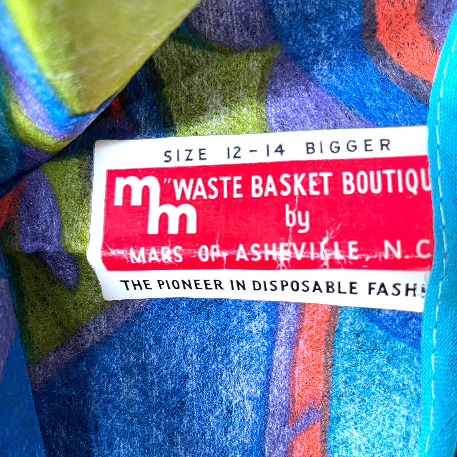 Vintage Paper Dress 1960s Psychedelic Iconic Waste Basket Boutique Size 12-14