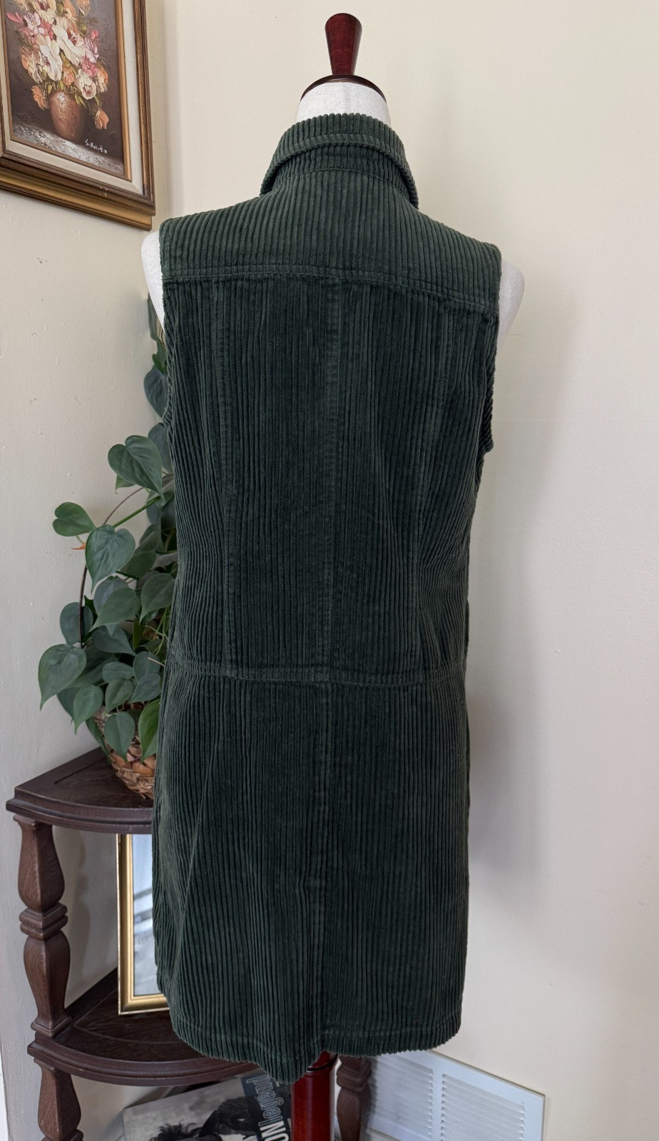 Vintage 90s NY Jeans New York & Company Sleeveless Green Corduroy Dress sz 4