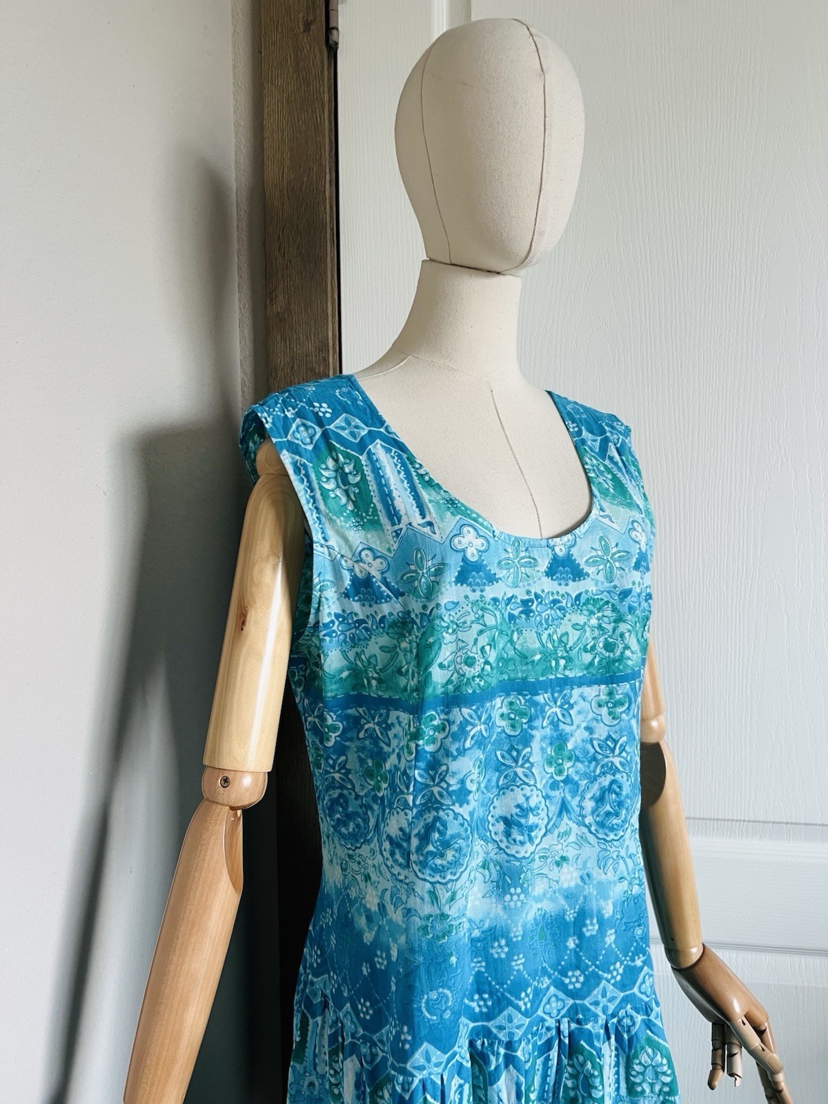 Vintage Phool India Boho Dress Lace Up Back Cotton Sundress COLORFUL Sz L NWOT