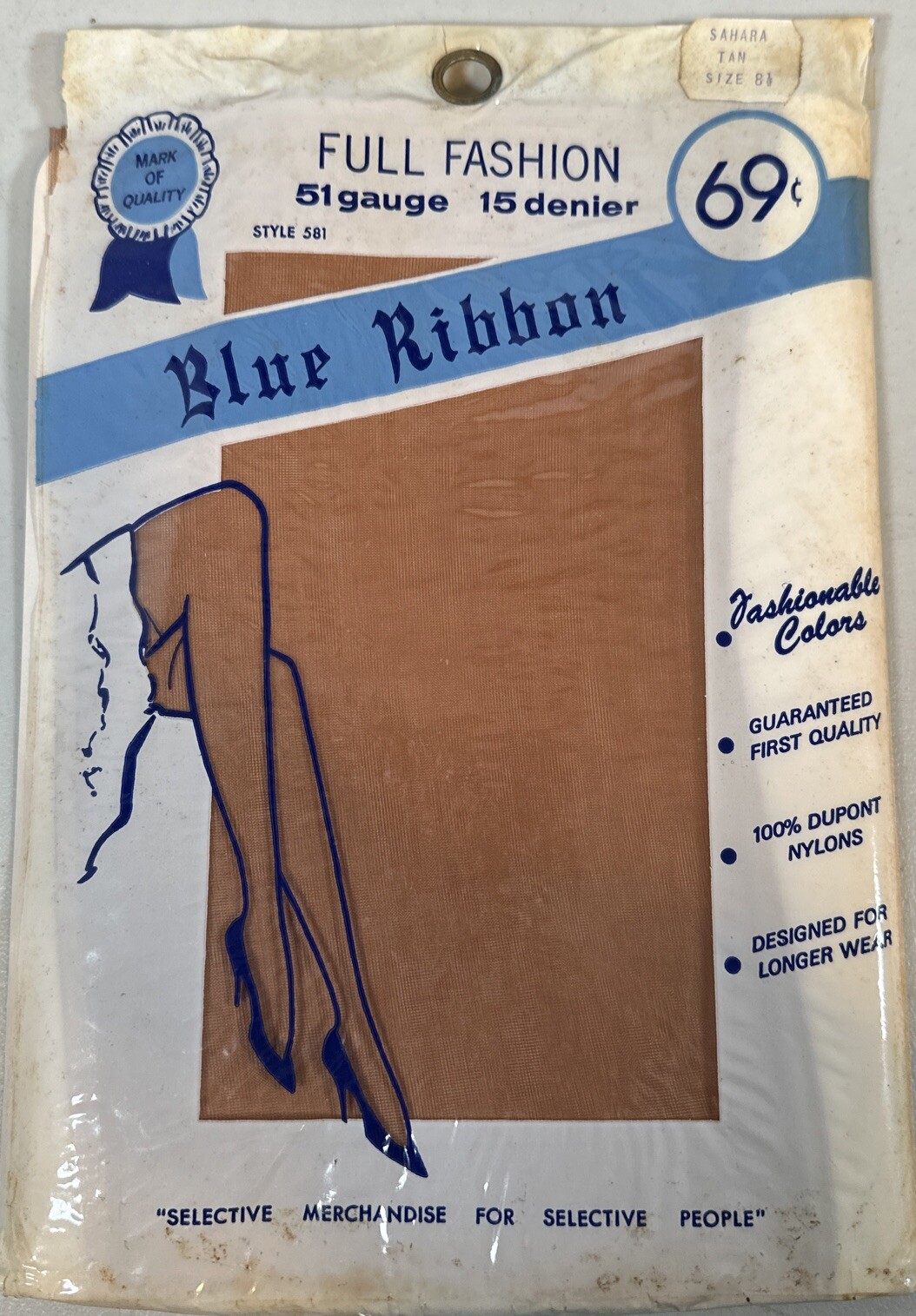 Vintage Full Fashion seamed stockings, 4 Pair sz 8-1/2 Dupont 15D BLUE RIBBON