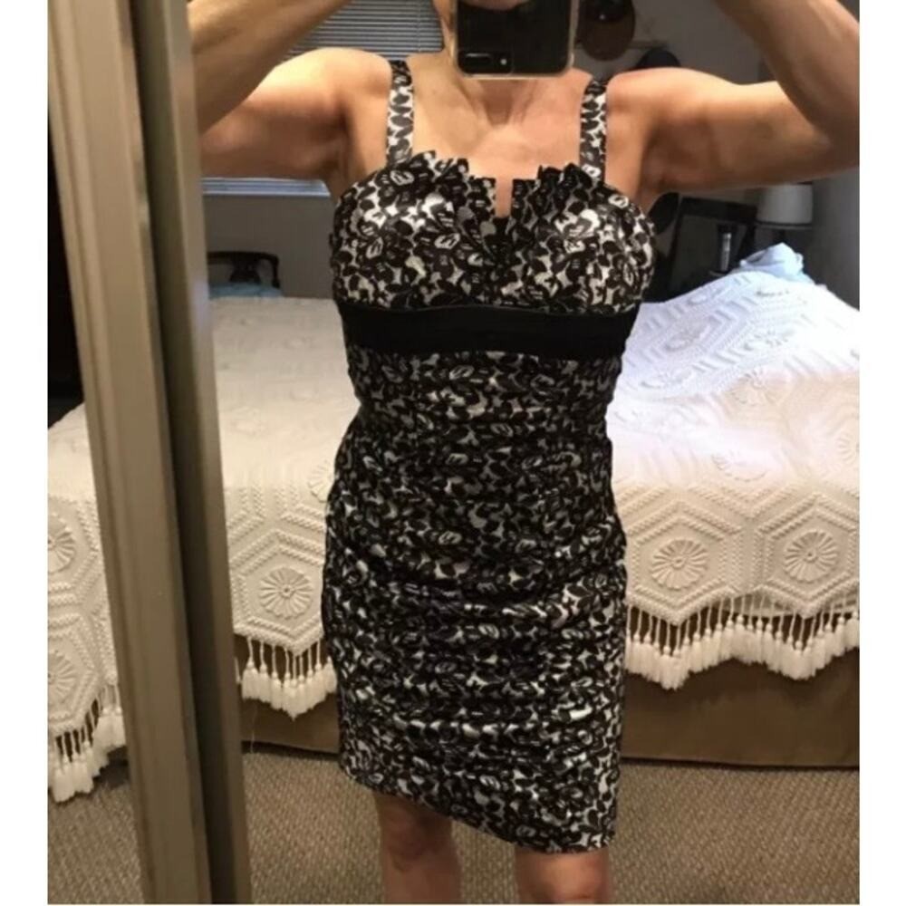 Ruby Rox Black & White Cocktail Body Con Dress Sz 5 Vintage Chic Mint Condition