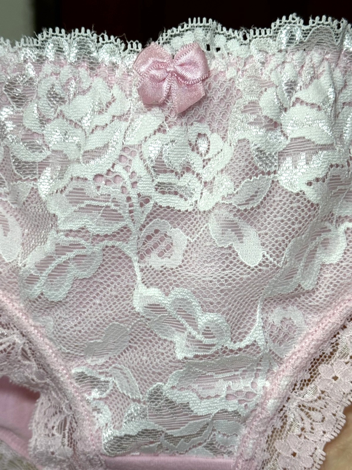 Vintage Baby Pink Soft Cotton Panty Nylon Lace Brief Sissy Bikini Sz.5 Hip34~37″