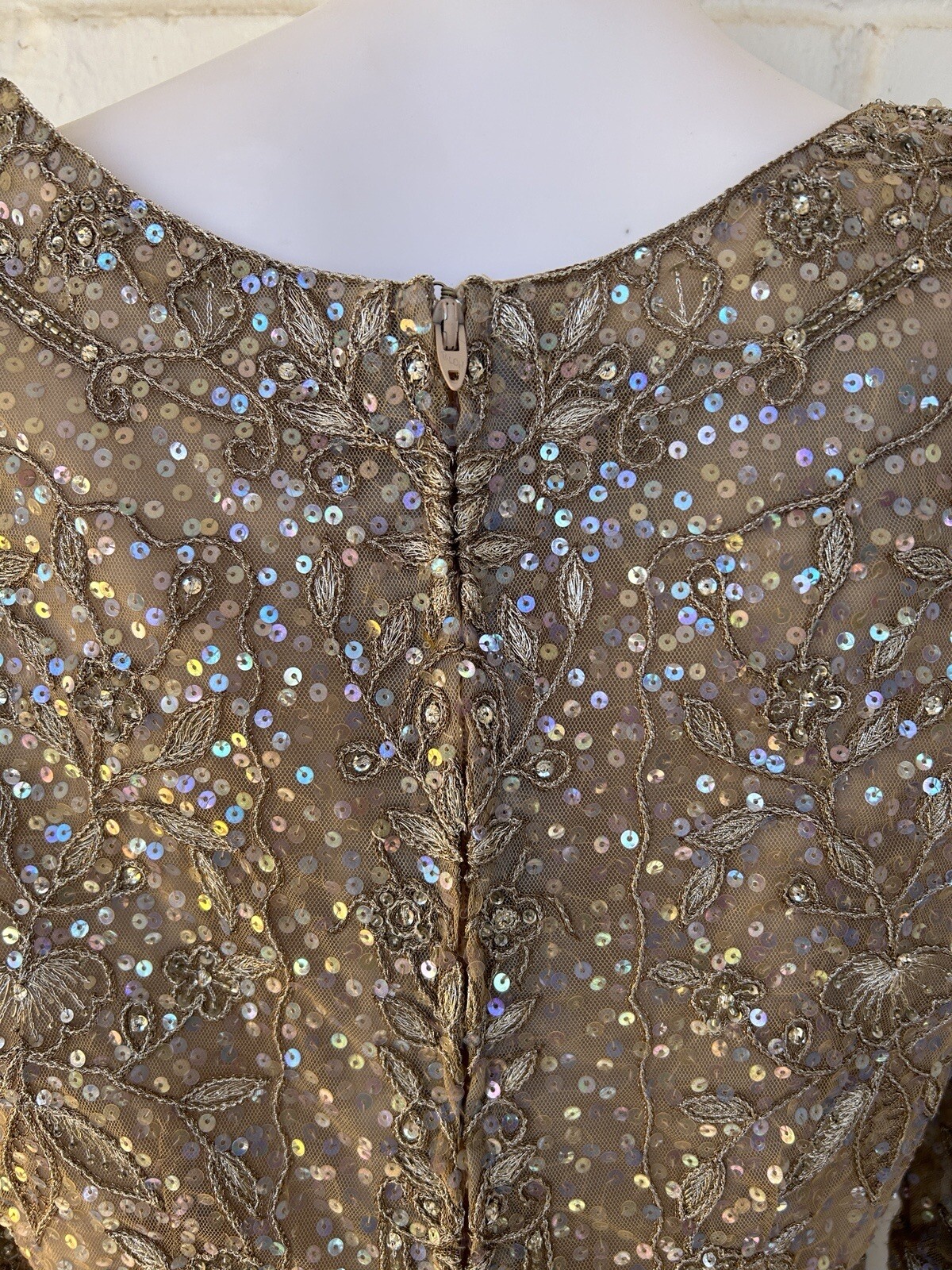 Vintage Mary McFadden Couture Dress Beaded Watercolor Mother Of The Bride Sz 12