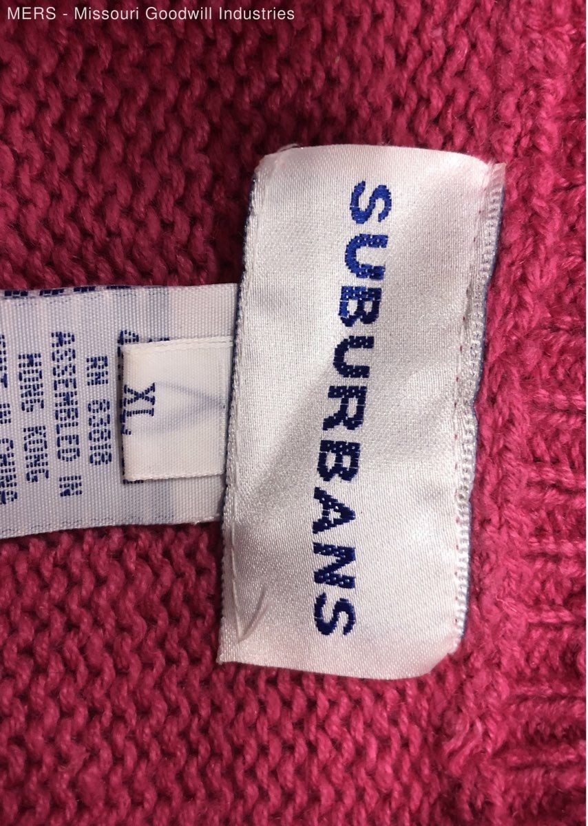 Vintage 90s Suburbans Women’s Pink Floral Ribbon Embroidery Sweater XL