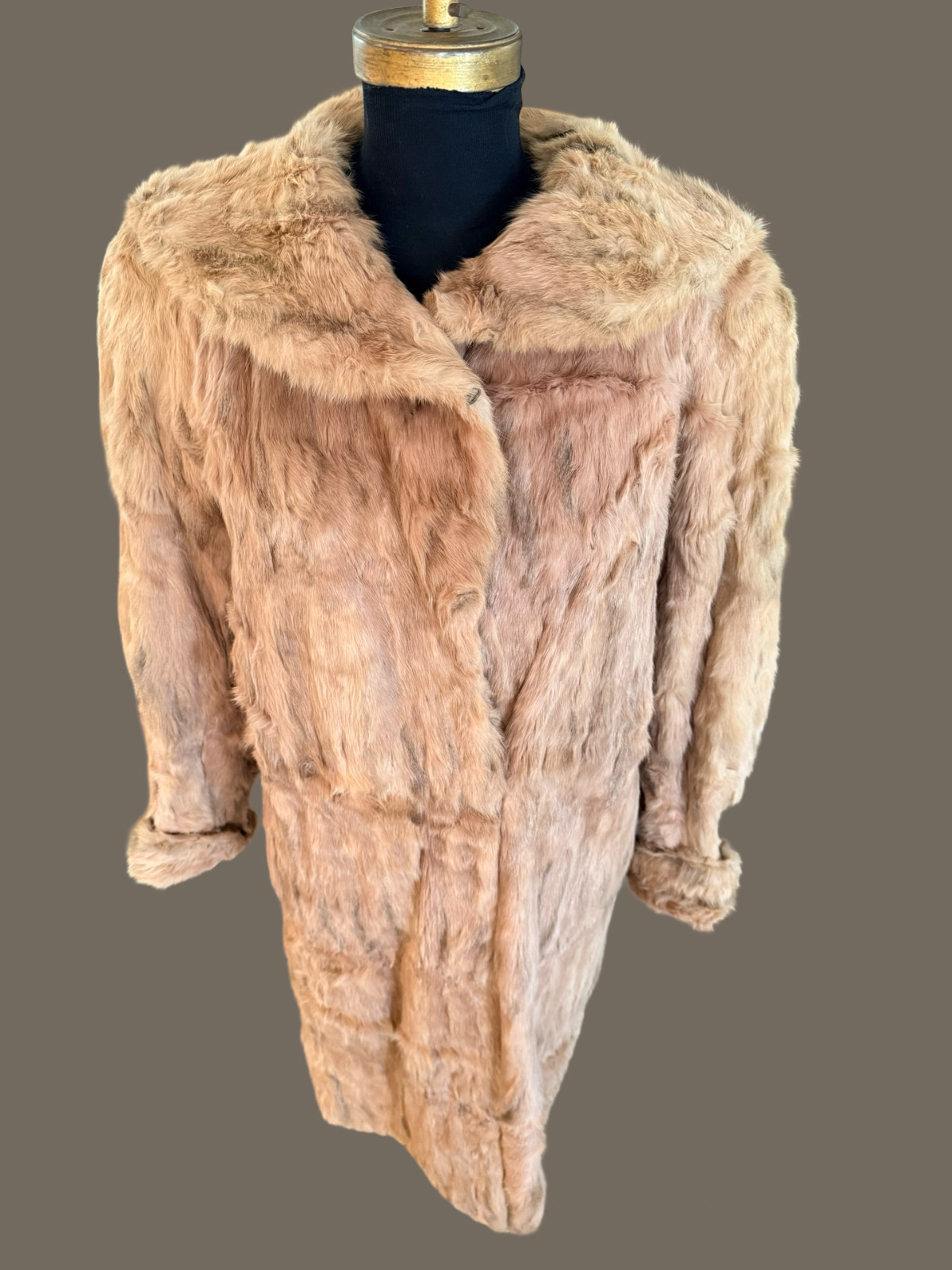 Vintage Maurine Bell Los Angeles Fur Coat Long Tan Blonde Fur Hollywood Glam