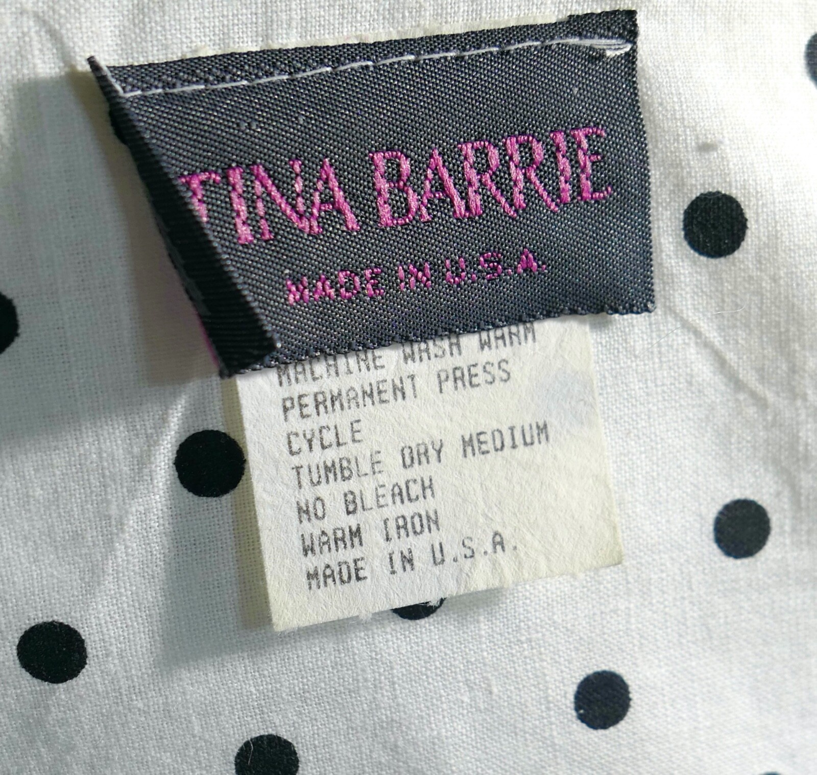 Vintage 70s 80s Barrie Cotton A Line Shirt Dress Polka Dot Floral Country XL