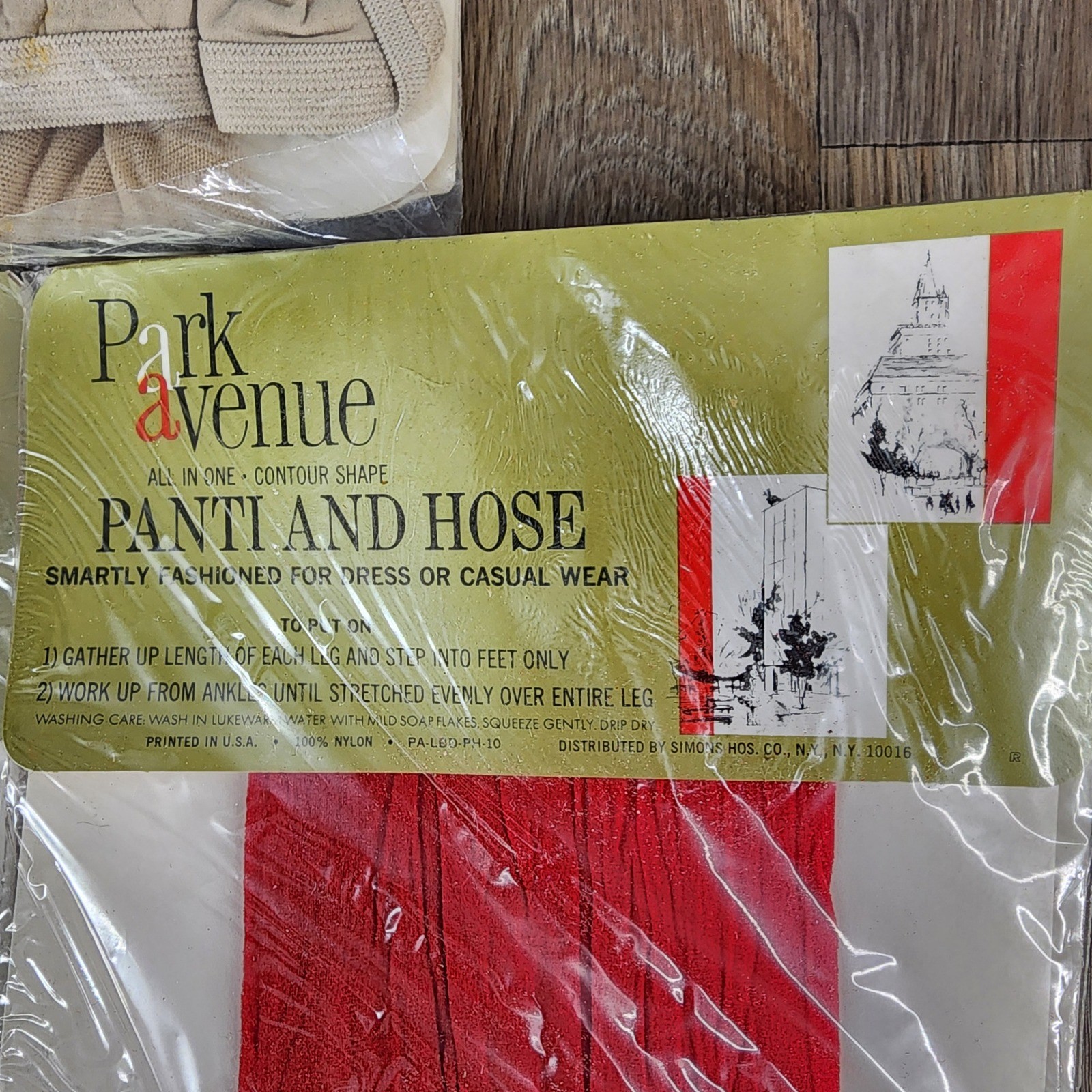 Vintage Park Avenue Pantyhose Lot 5 Prs Opaque Sheer Navy Red Grey Burgundy Bone