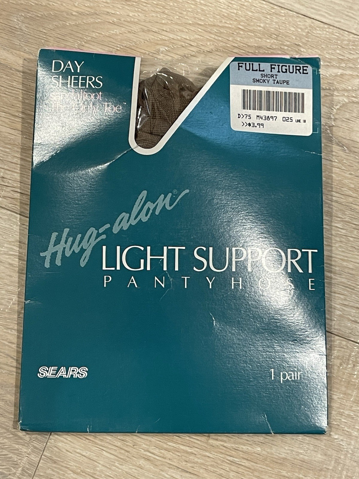 Vintage Sears pantyhose sandalfoot Hug-along Full Figure Short “Smoky Taupe”