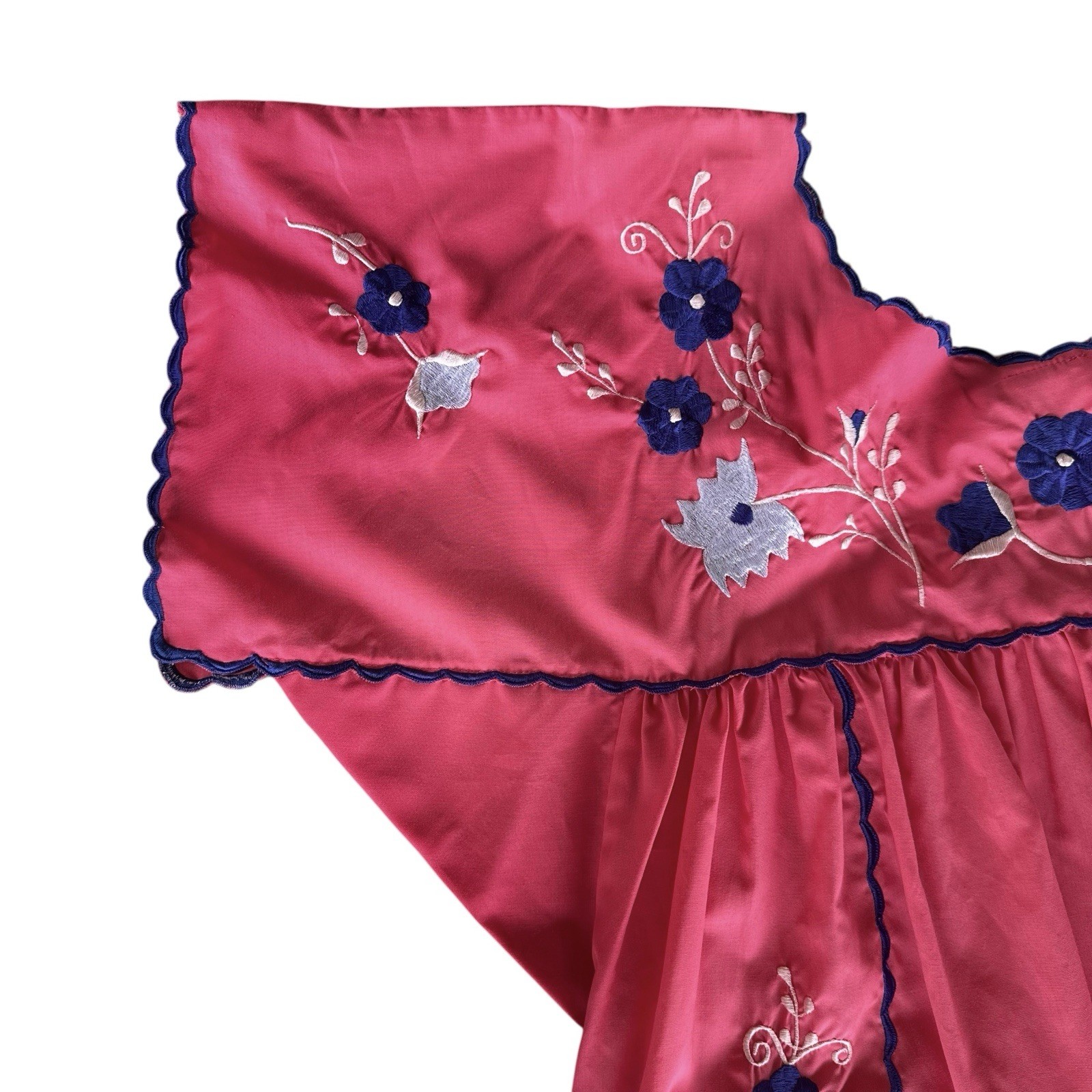 VTG Caro of Honolulu Coral Pink Embroidered Nightgown Evening Wear Dress Boho
