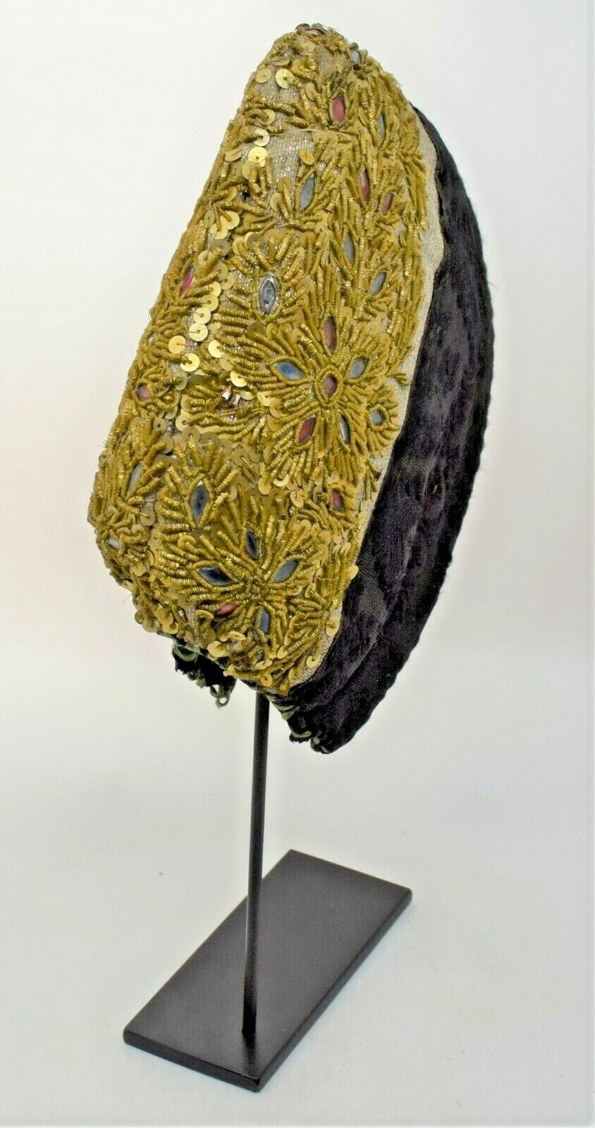 Antique 18th Century Woman’s Hat Coif Winter Weight Black Jacquard European