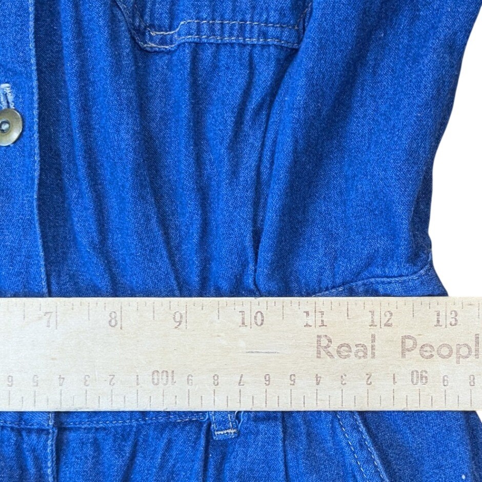Vintage Dreams Denim Jumpsuit Womens 10 Blue Cotton Utility Boiler Suit Pleated
