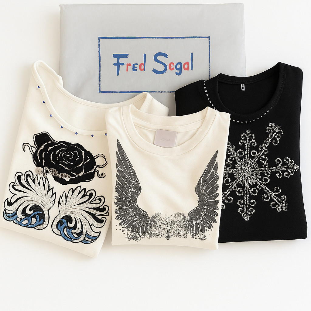 Y2K Fred Segal / Melrose Avenue Set of 3 Vtg Retro Graphic & Beaded Tops Size S