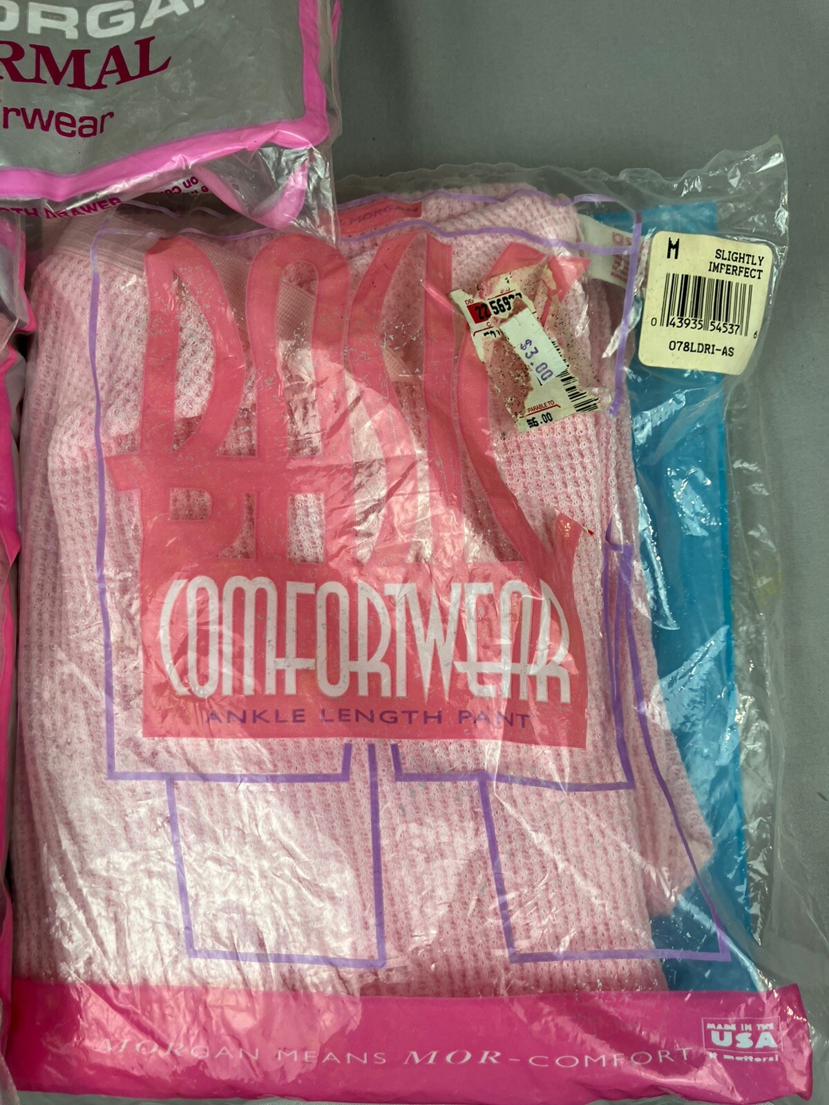 Vtg Womens JE MORGAN Thermal Ankle Length Pants Lot Of 3 Pink White Size M *READ
