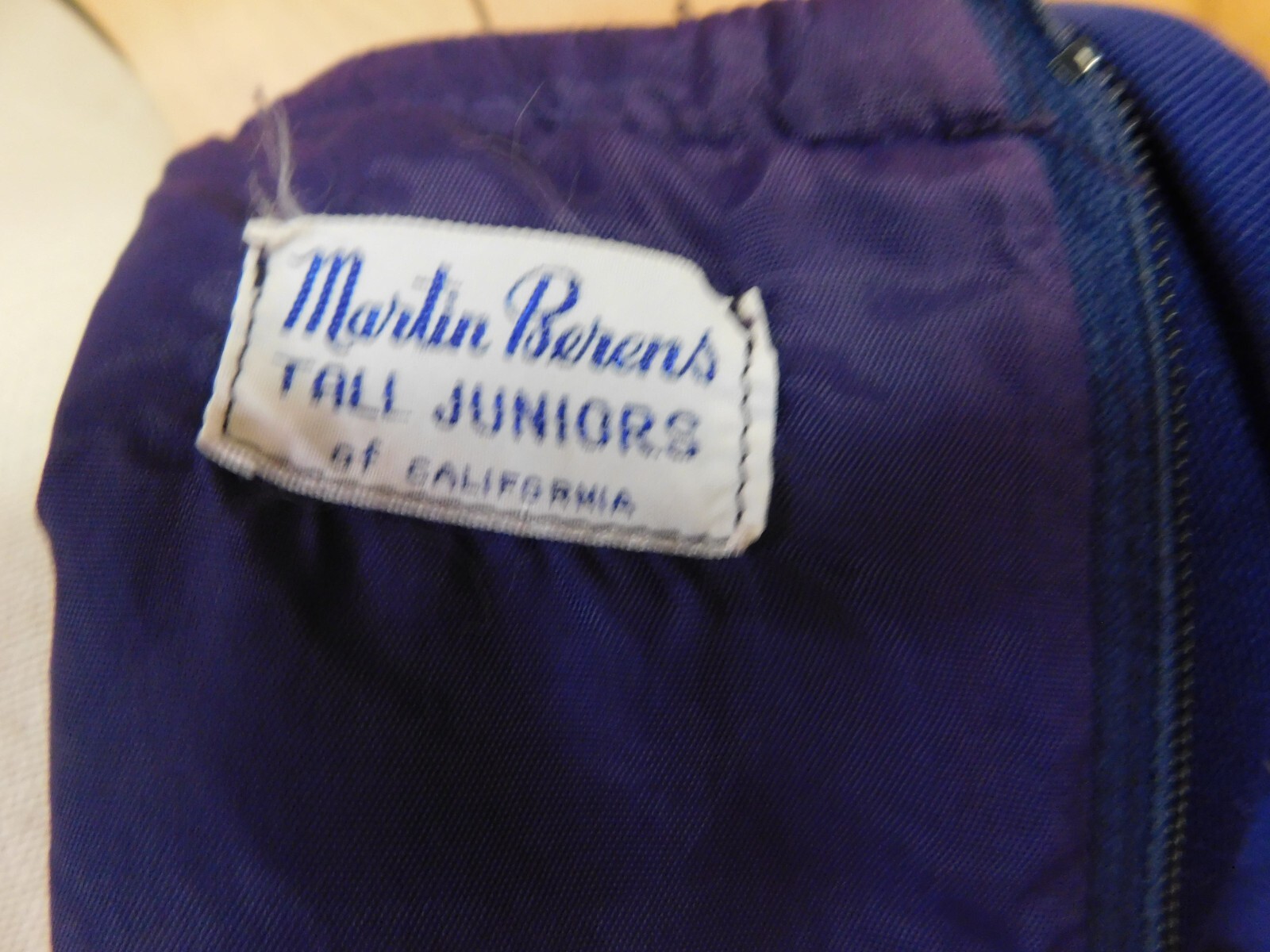 Vintage MARTIN BERENS Tall Fashions Blue Poly Drop Waist Dress 41″ Bust*