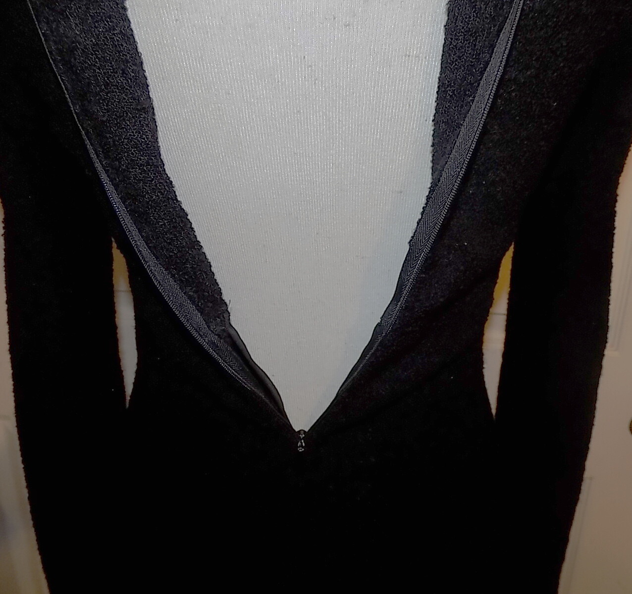 Vintage 80s 90s Black Nubby Wool Nylon Stretchy Dress Kenar Size 6 B34