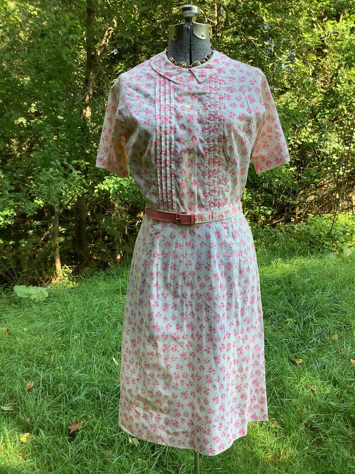 Vintage 1950’s So Sweet! Pink Cotton Floral Day Dress 38-26-40