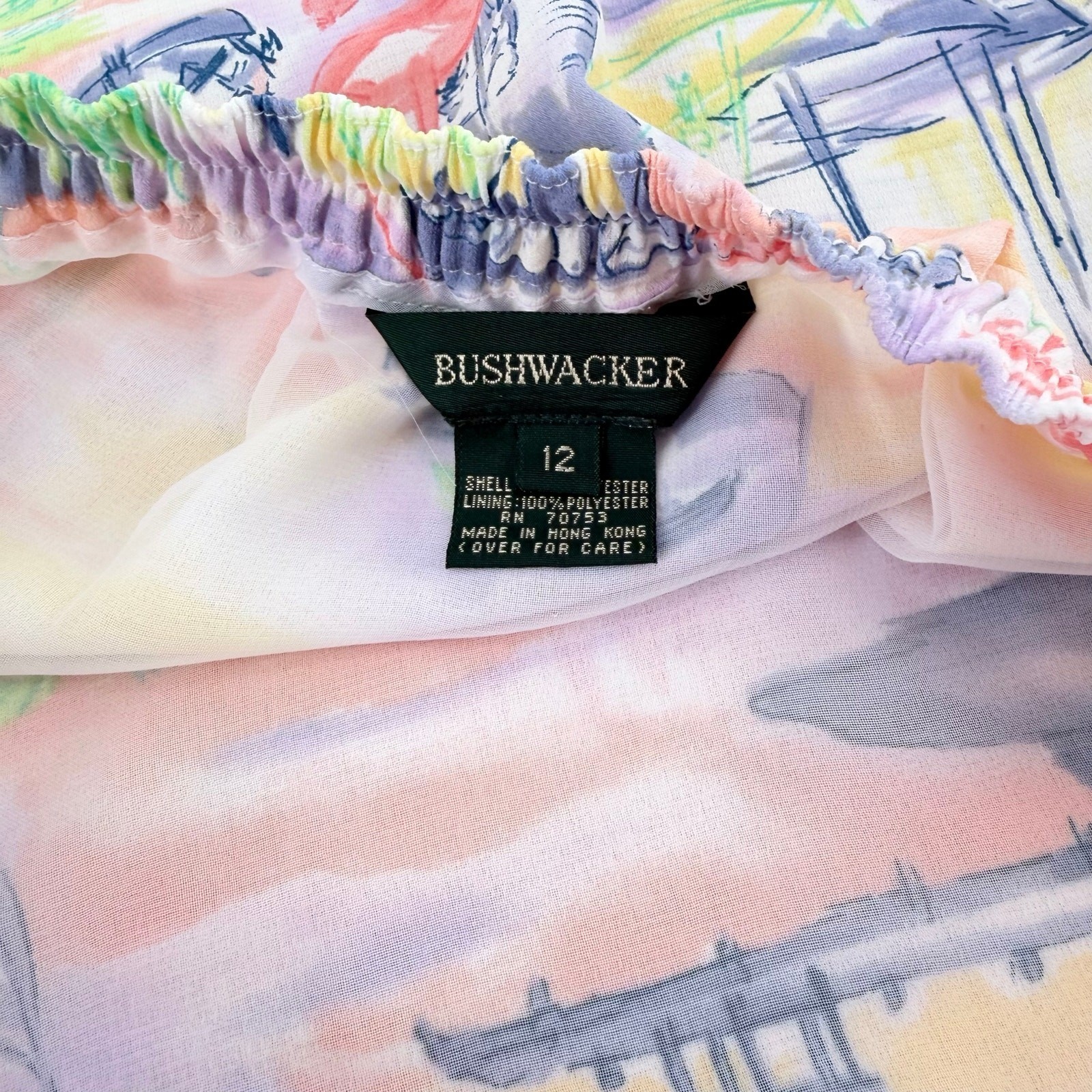 Vintage Bushwacker Scenic Harbor Sailboat Palm Tree Midi Skirt Women’s 12 Lined