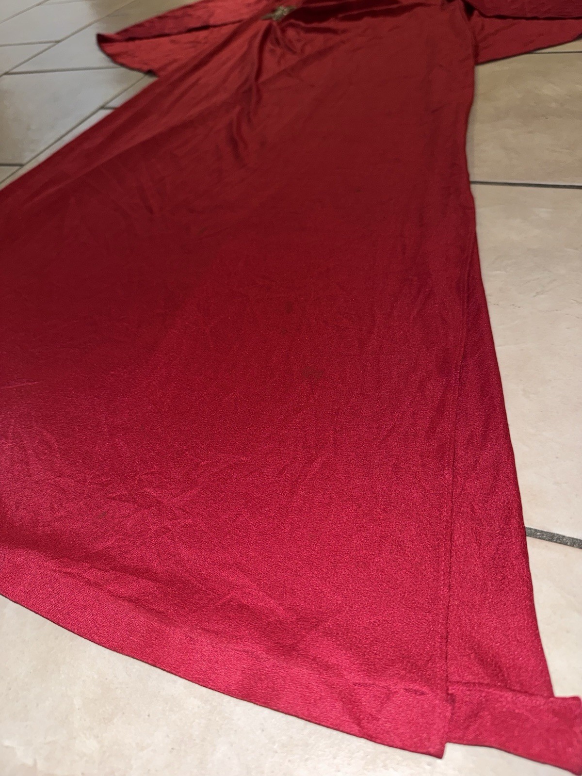 Vintage 1970s Red Cape Sleeve Evening Gown Draped Grecian Maxi Dress