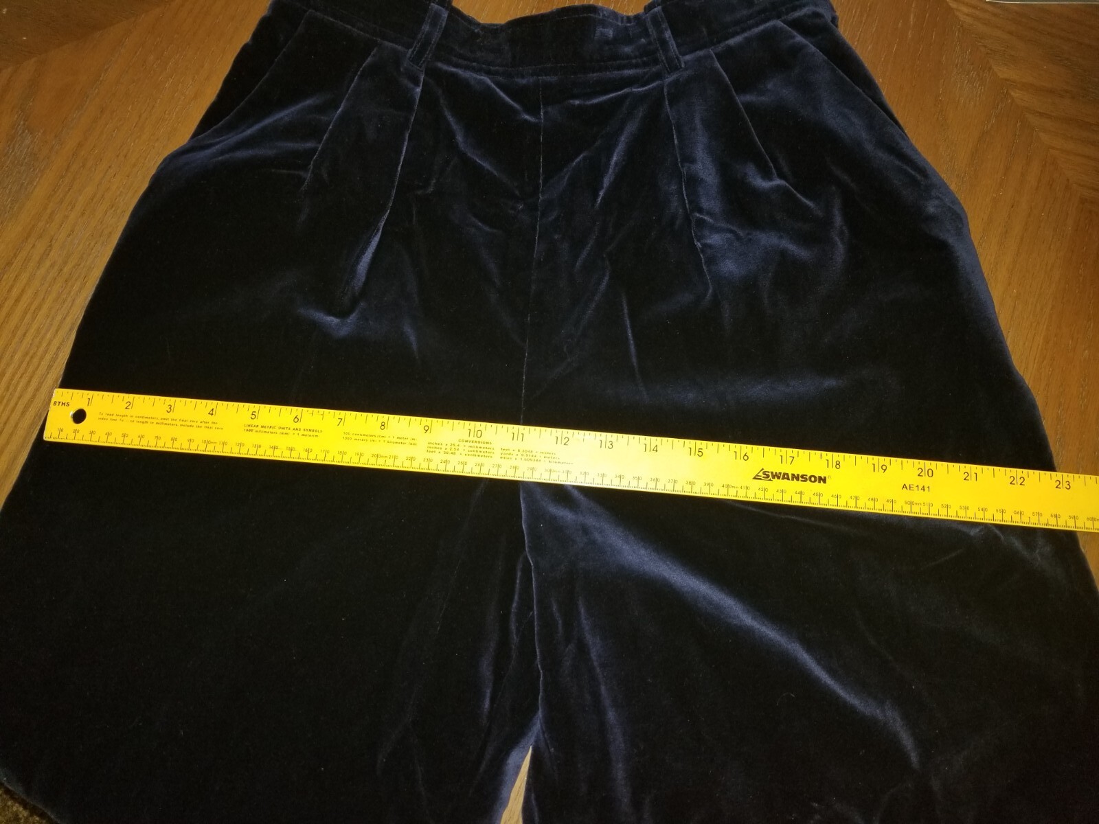 1980’s YVES SAINT LAURENT RIVE GAUCHE Blue Velvet trousers Womens Vintage Pants