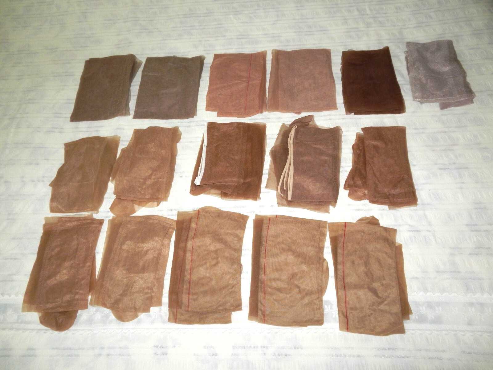 LOT 16 Vintage Unworn Tan Sheer Nylon Hosiery No Seam Reinforced Toe Most Size D