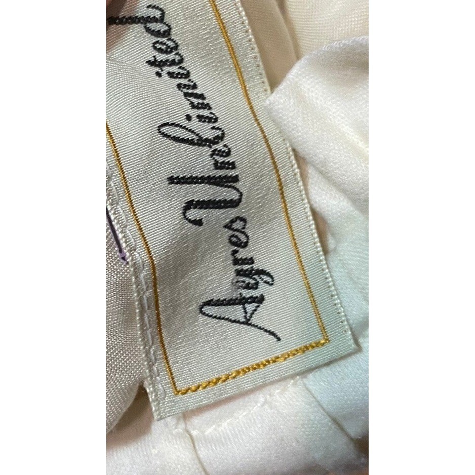 Ayres Unlimited Vintage Maxi Dress Polka Dot Trim Ruffle s Tan White Womens