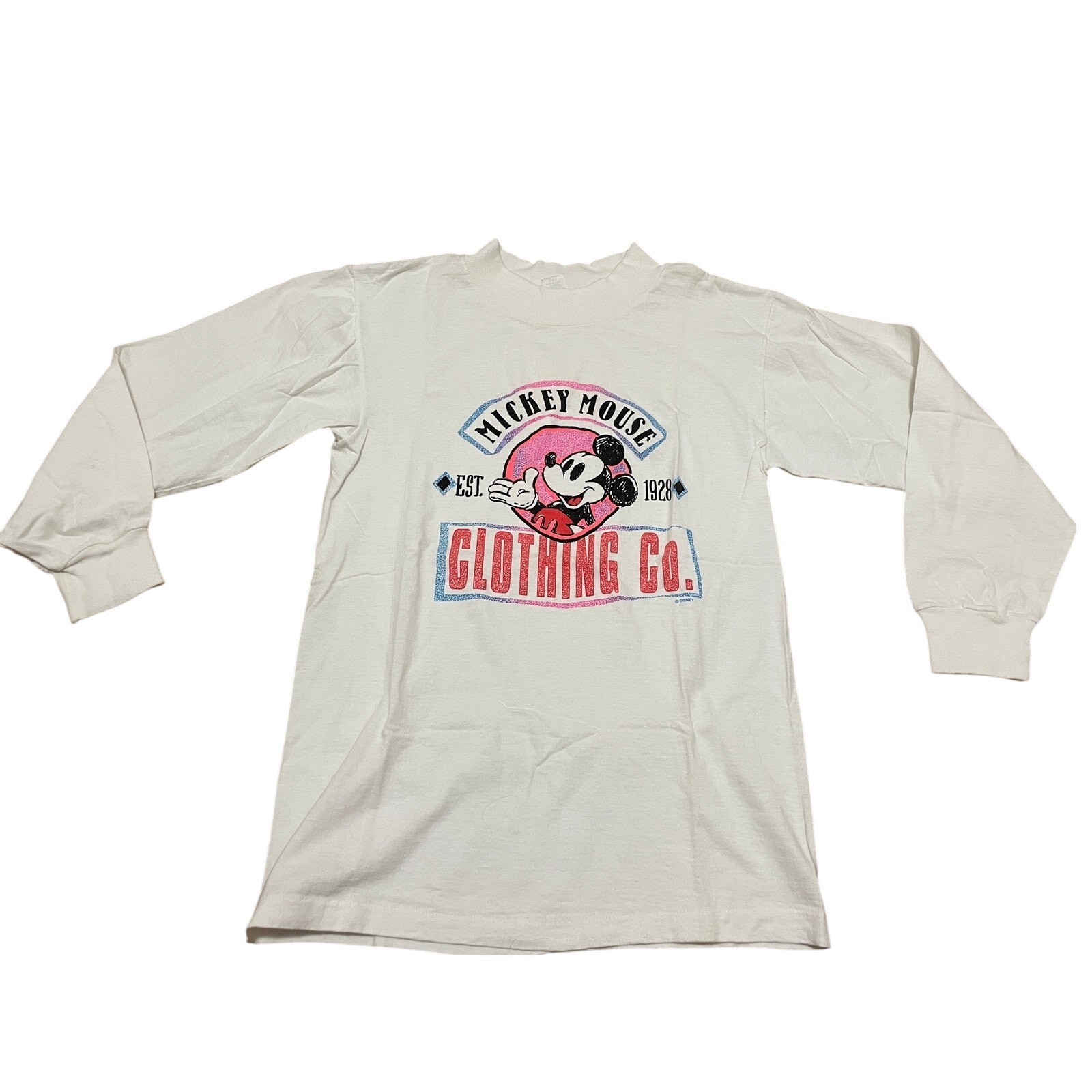 VTG Mickey Mouse Clothing Co Long Sleeve Graphic T-Shirt White Small USA Made