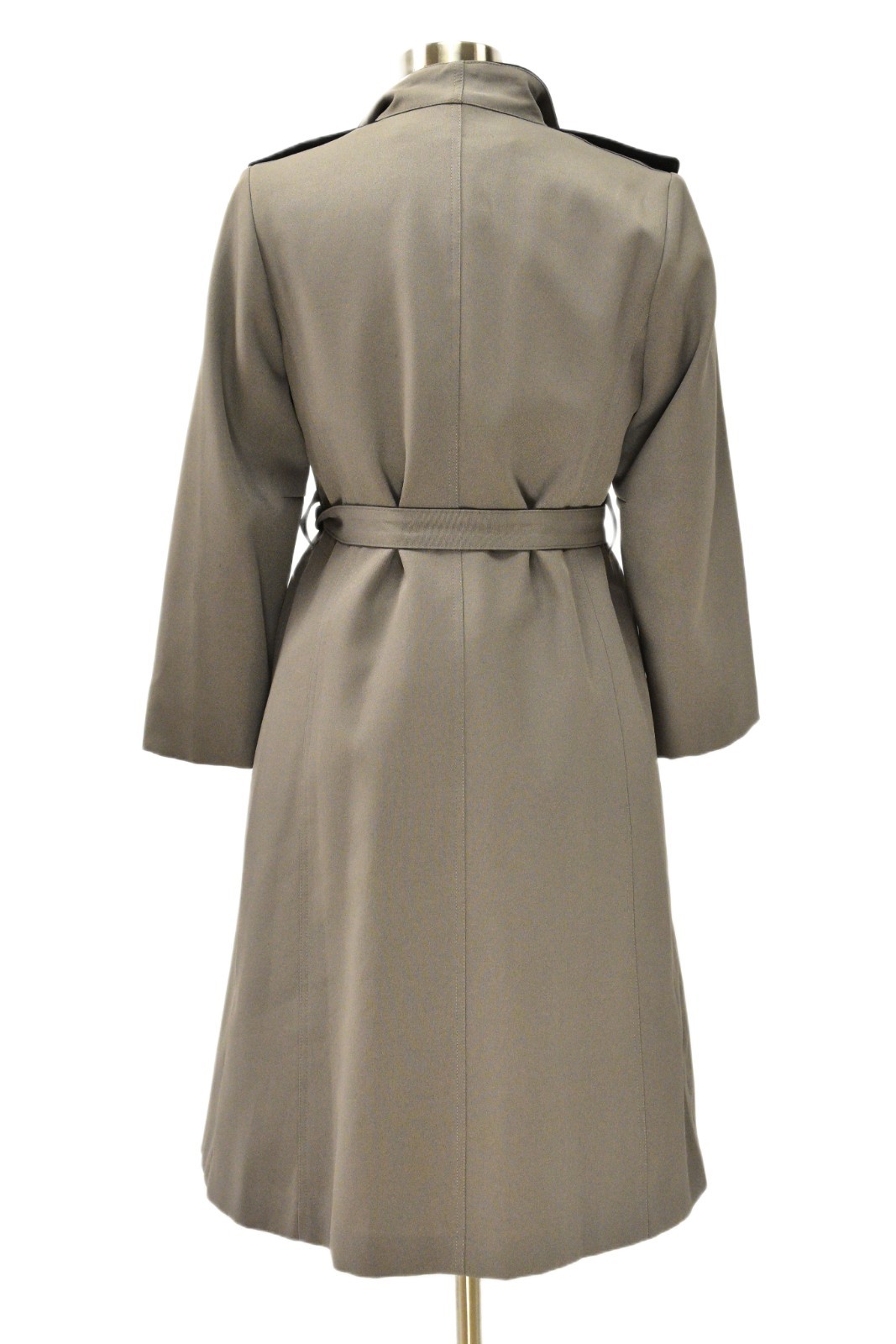 70s Vintage Stone Gray Trench Coat Womens M S Zip Out Liner Mod Military Western