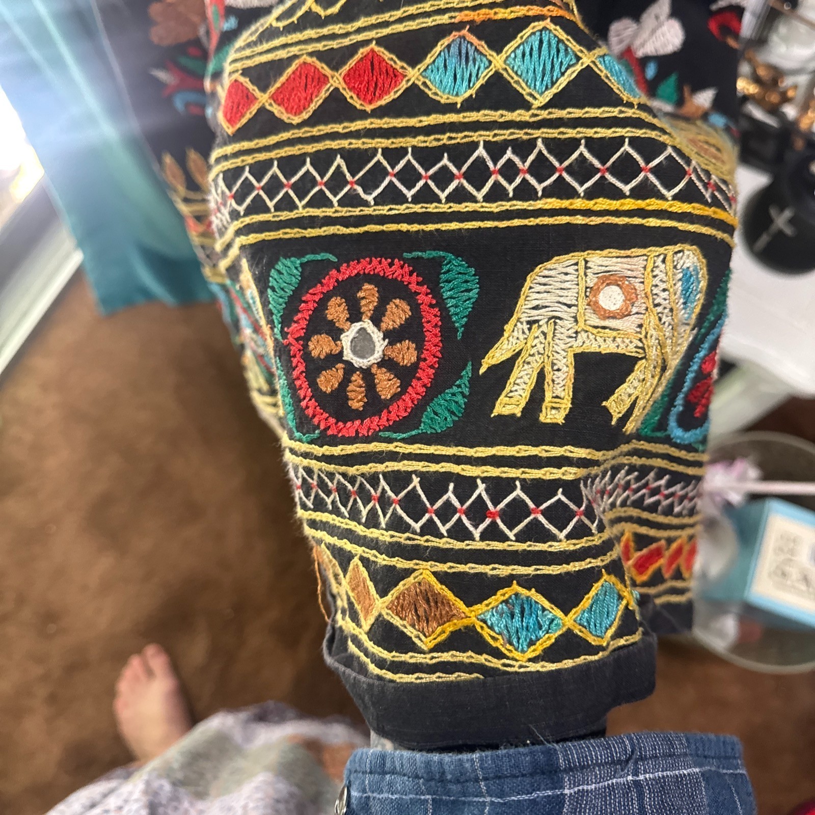 vintage ethnic embroidered elephant skirt 34 inch