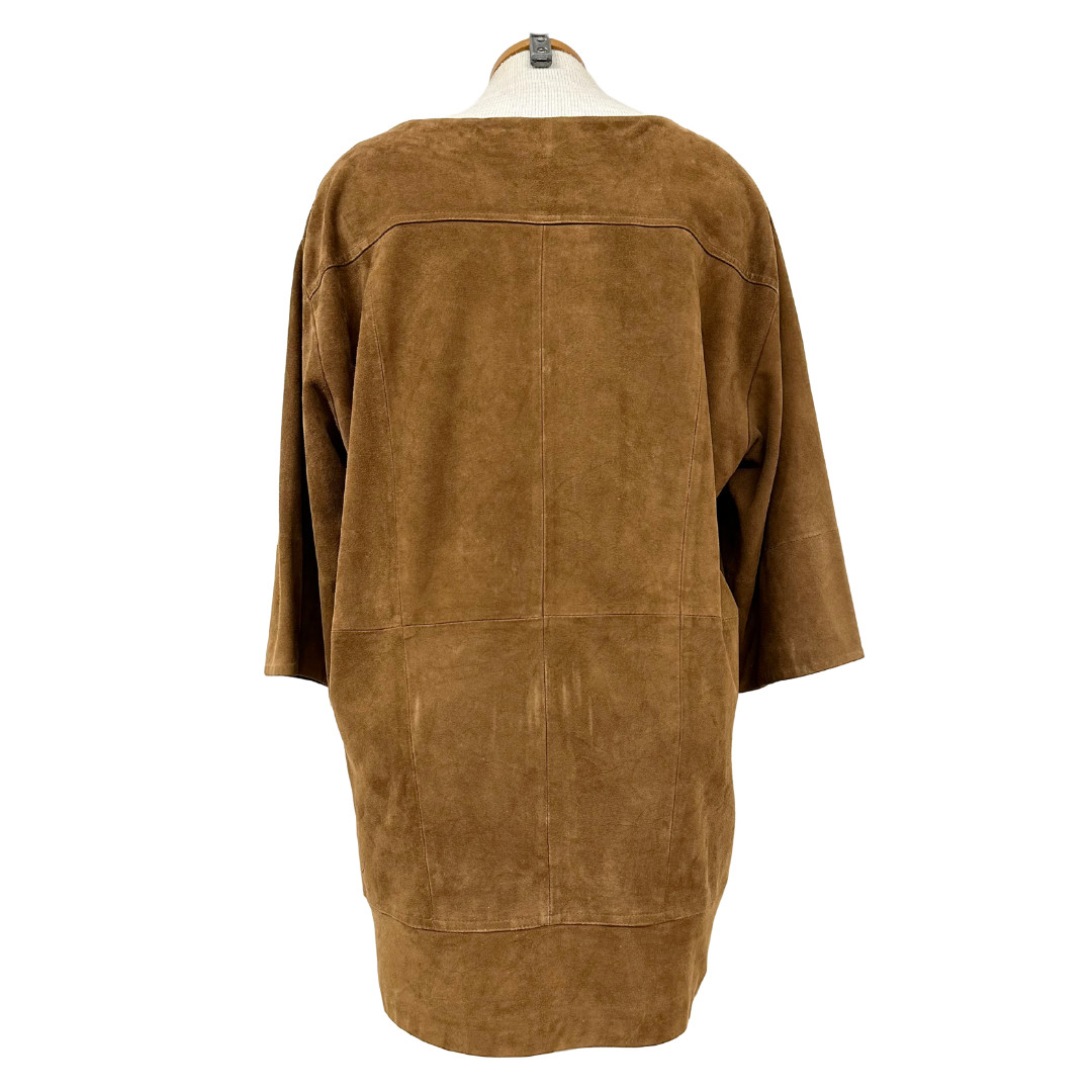 Vintage 1990s Madame A Paris Suede Slouchy Camel Mini Dress with 3/4 Sleeves