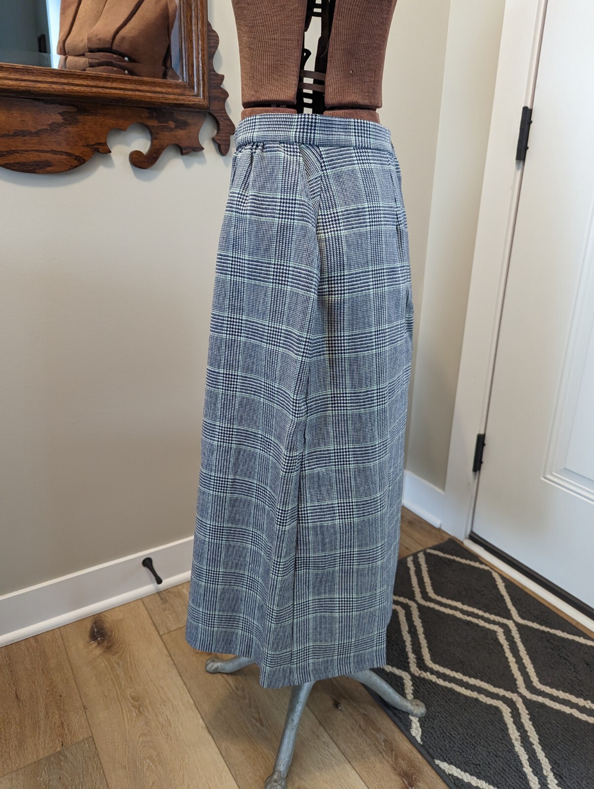 Hunter Sportswear Vintage 80s Wool Skirt Plaid 1980s Pockets Size 12 Granny Chic