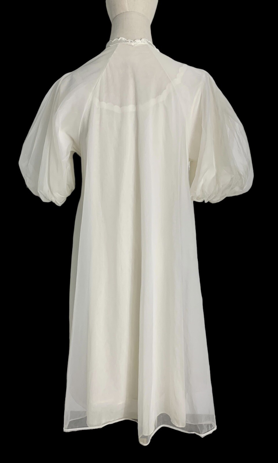 VTG Gotham gold stripe peignoir robe gown babydoll nylon slip roses chiffon 60s