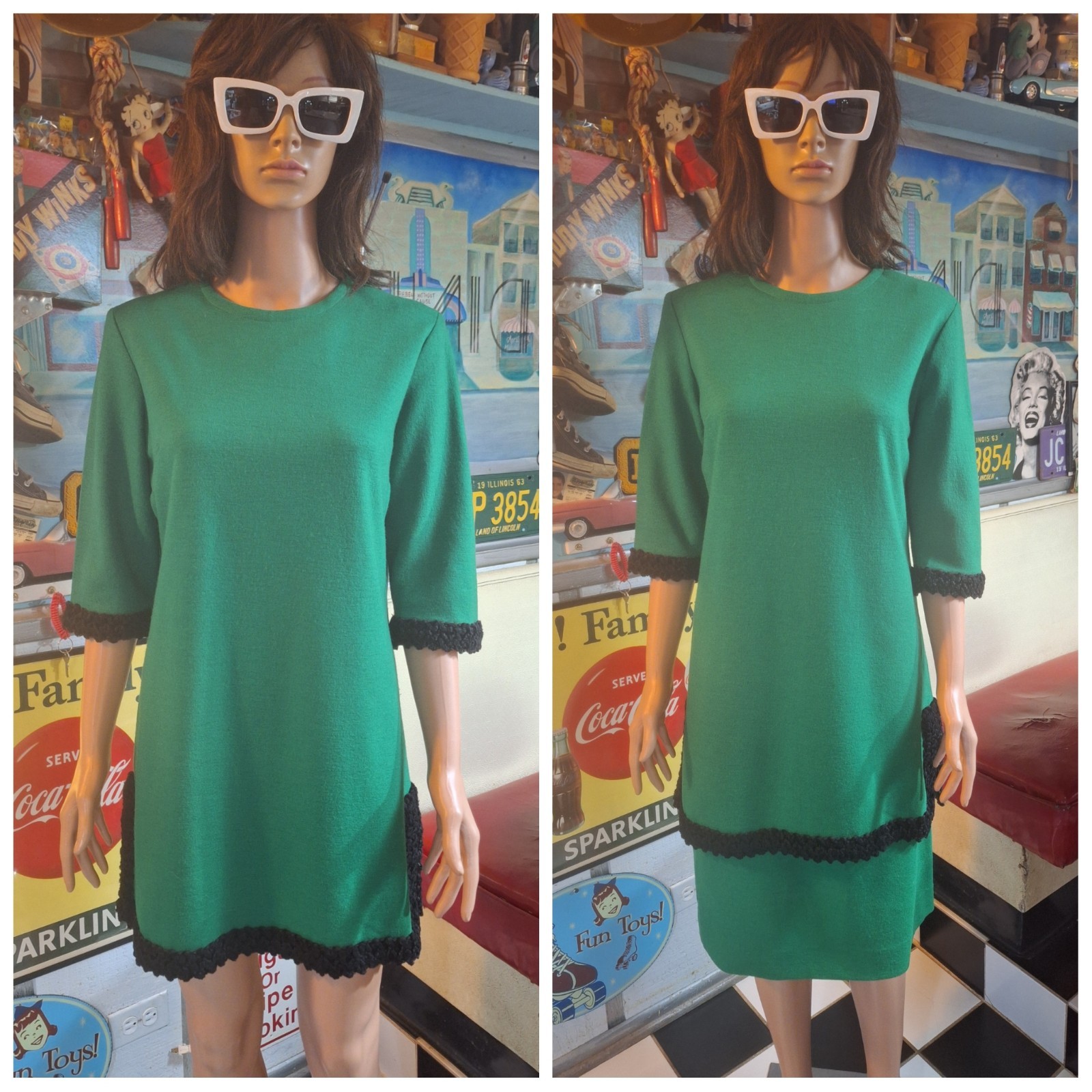 True VTG Mid-century Mod 1960s 1970s 2-Way Mini Dress / Skirt Set M/L Suit MCM